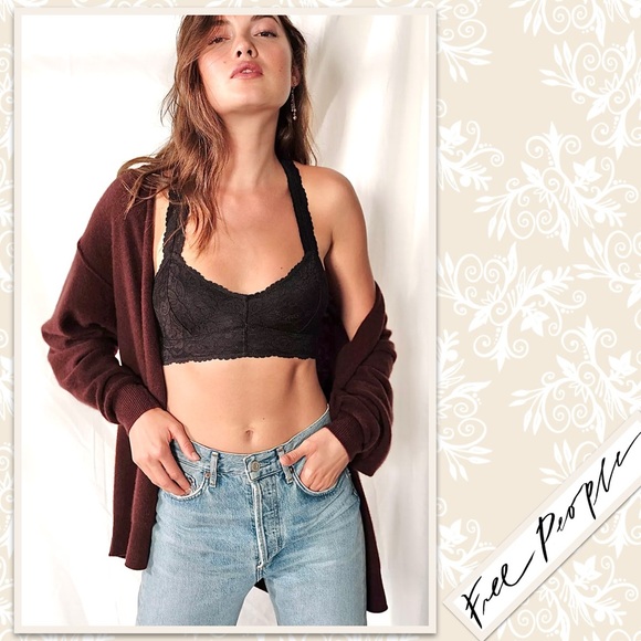 Free People Galloon Lace Raceback Bralette in Black - Picture 2 of 13